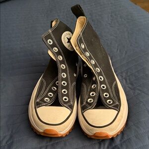 Converse Black and White High-Top Platform Canvas Sneakers